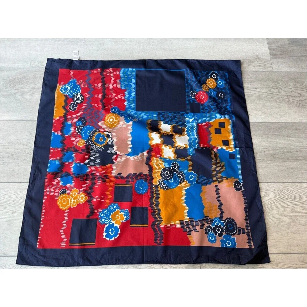 Buselli‎ Abstract Art Square Scarf Vintage 1970s 1980s Polyester Multicolor 31